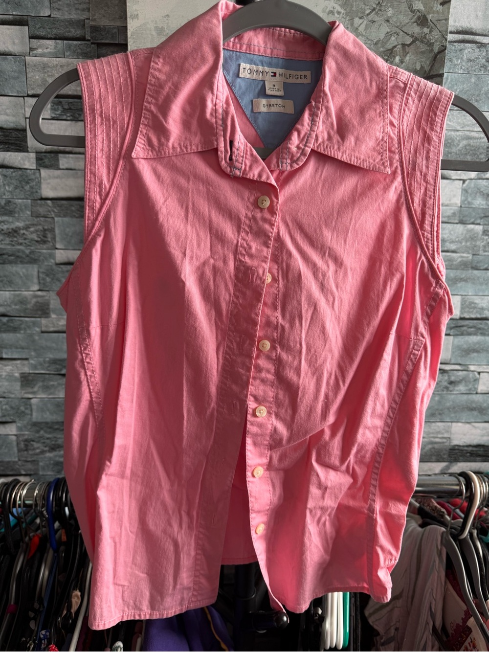 Tommy Hilfiger Pink Sleeveless Button-Front Top